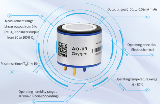 YJJ AO-03R Sensor eletrotécnico portátil de oxigénio O2 pode substituir 4OXV para detecção de concentração de oxigénio